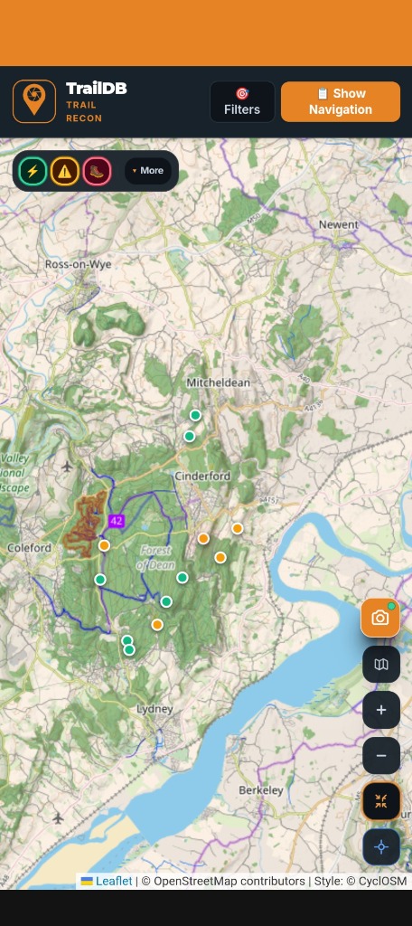 TrailDB Trail Recon Map and Surface Markers