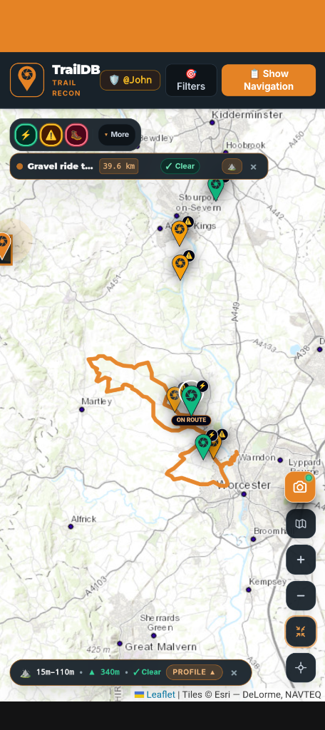 TrailDB Trail Recon Map and Surface Markers